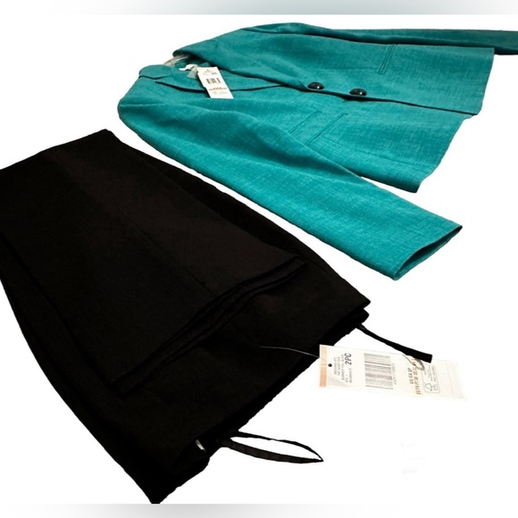 NWT LE SUIT DRESS PROFESSIONAL PANTSUIT BLAZER 2P TEAL/GREEN BLAZER - Picture 2 of 6